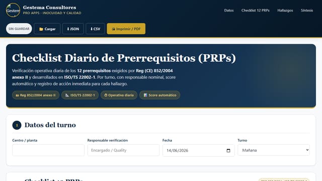 Checklist Diario PRPs