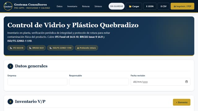 Control Vidrio + Plástico Quebradizo