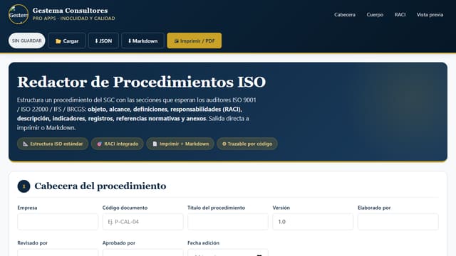 Redactor de Procedimientos ISO