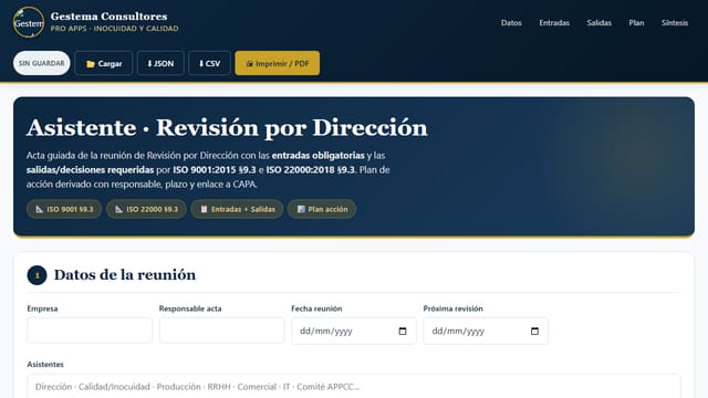 Asistente Revisión por Dirección