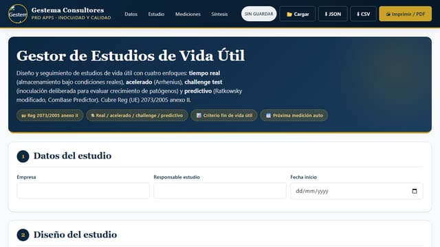 Gestor de Estudios de Vida Útil