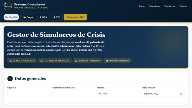 Gestor de Simulacros de Crisis