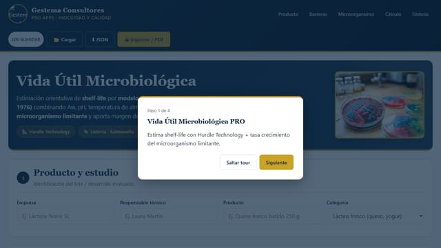 Calculadora Vida Útil Microbiológica
