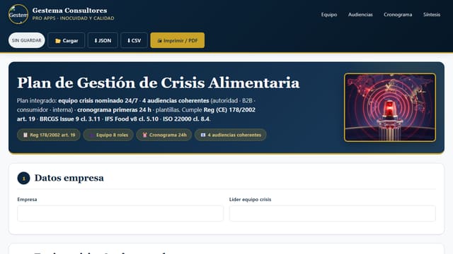 Plan de Gestión de Crisis Alimentaria