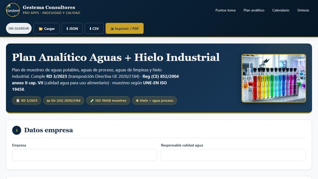 Plan Analítico Aguas + Hielo