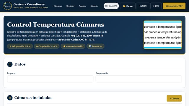 Control Temperatura Cámaras